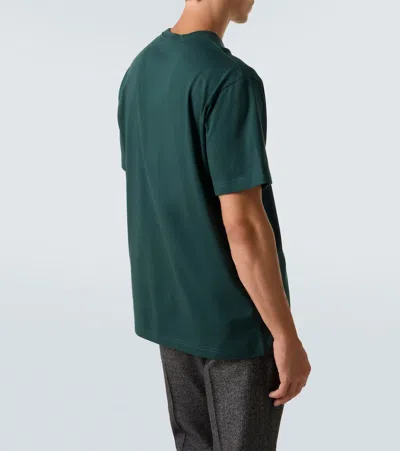 Gucci Men Cotton T-shirt With Embroidered Gg Incrocio Logo In Green
