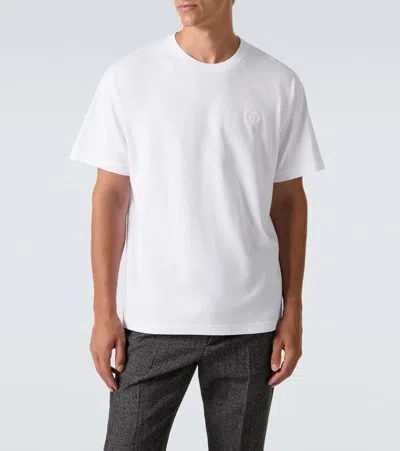 Gucci T-shirt Aus Baumwolljersey Mit Stickerei In White