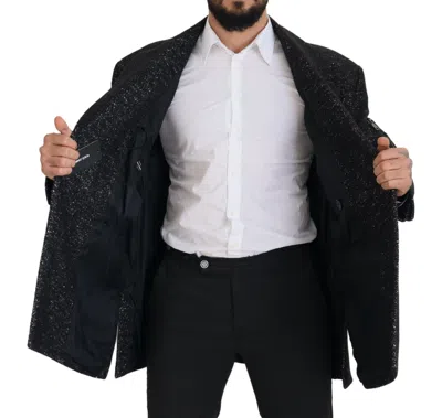 Dolce & Gabbana Black Wool Double Breasted Coat Men Men's Jacket In Black