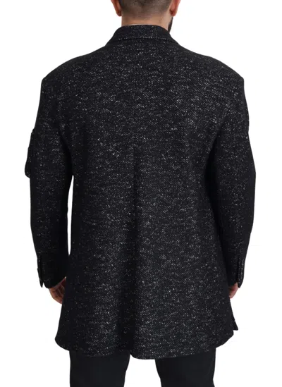 Dolce & Gabbana Black Wool Double Breasted Coat Men Men's Jacket In Black
