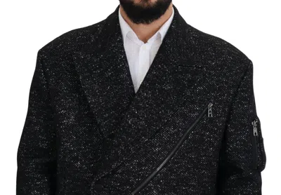 Dolce & Gabbana Black Wool Double Breasted Coat Men Men's Jacket In Black