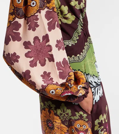 La Doublej Bordeaux Printed Crepe De Chine Maxi Dress In Multi