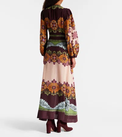 La Doublej Bordeaux Printed Crepe De Chine Maxi Dress In Multi