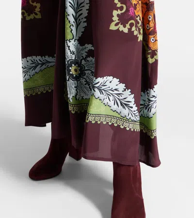 La Doublej Bordeaux Printed Crepe De Chine Maxi Dress In Multi