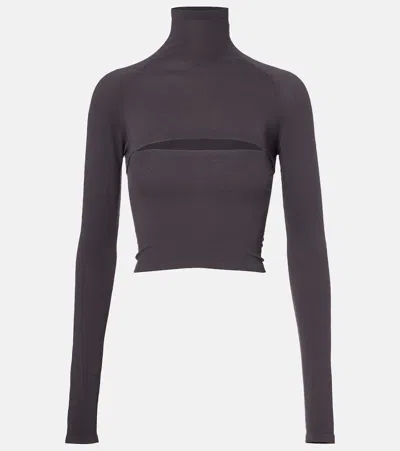 Alaïa Second-skin Cropped Cutout Top In Brown