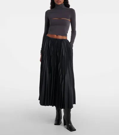 Alaïa Second-skin Cropped Cutout Top In Brown
