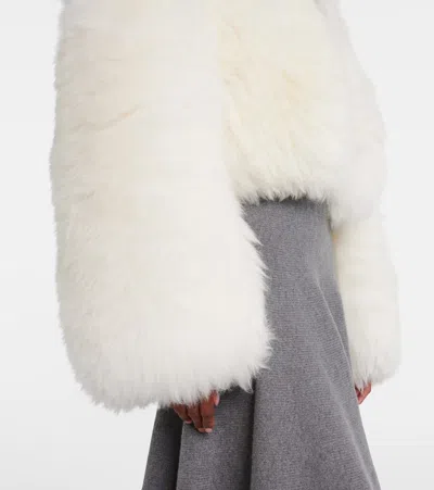 Alaïa Cropped Shearling Jacket In White