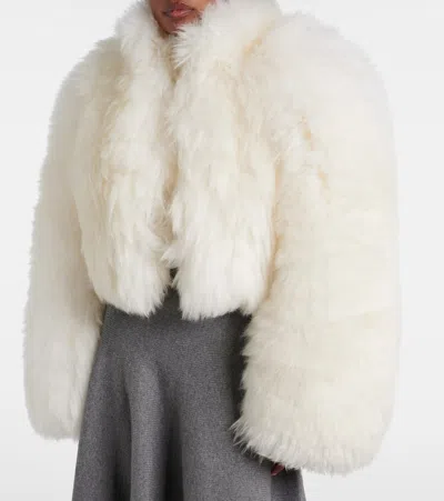 Alaïa Cropped Shearling Jacket In White