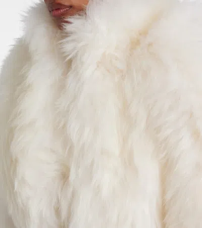 Alaïa Cropped Shearling Jacket In White