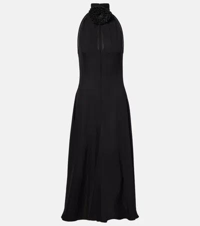 Alaïa Womens Alaia High-neck Flower Woven Midi Dress In Black