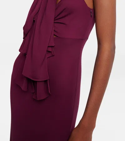 Alaïa Womens Alaia High-neck Bow Woven Maxi Dress In Burgundy