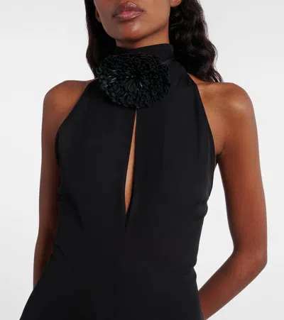 Alaïa Womens Alaia High-neck Flower Woven Midi Dress In Black