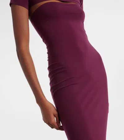 Alaïa Fitted Knit Cut-out Dress Dresses Bordeaux In Burgundy