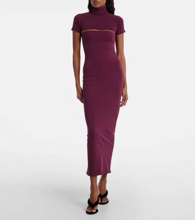 Alaïa Fitted Knit Cut-out Dress Dresses Bordeaux In Burgundy