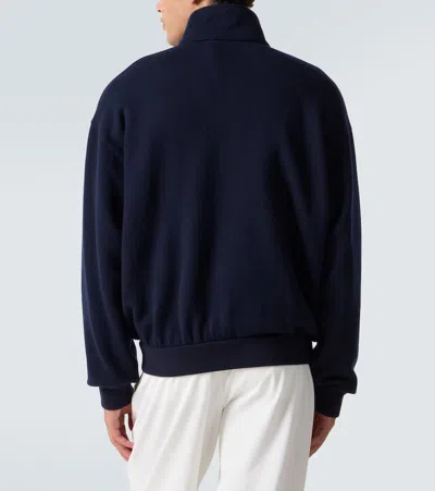 The Row Cashmere And Cotton Bomber Jacket In Blue
