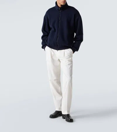 The Row Cashmere And Cotton Bomber Jacket In Blue