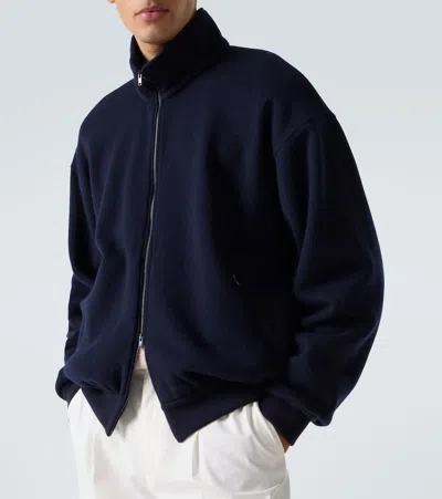 The Row Cashmere And Cotton Bomber Jacket In Blue