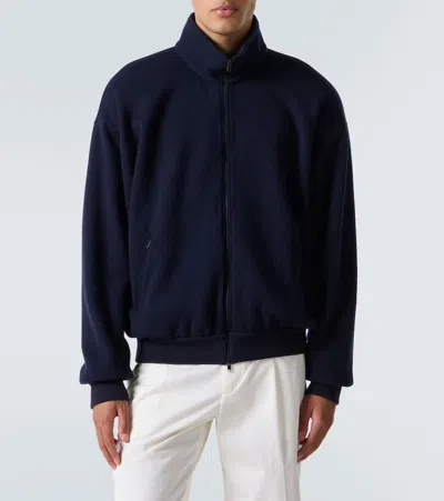 The Row Cashmere And Cotton Bomber Jacket In Blue