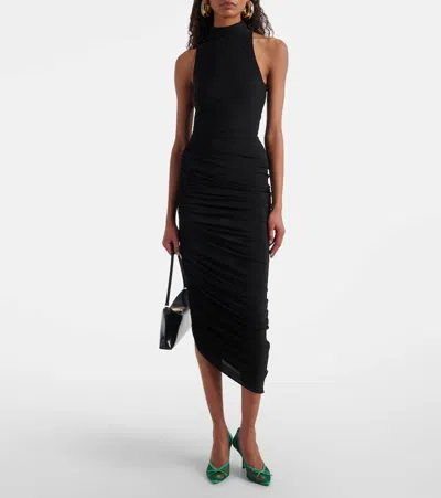 Jacquemus The Tourni Bow-detailed Leather-trimmed Mesh Pumps In Green