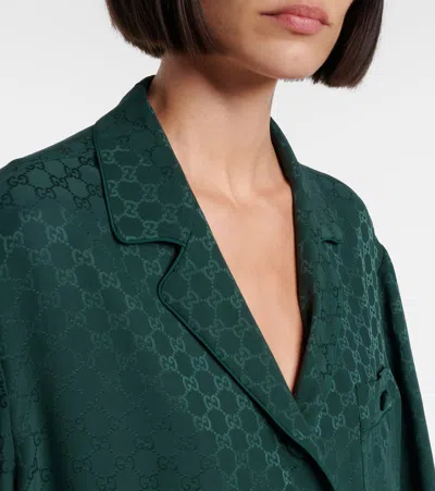 Gucci Gg Silk Jacquard Shirt In Green