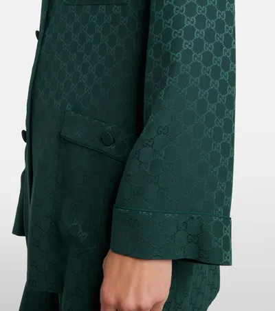 Gucci Gg Silk Jacquard Shirt In Green