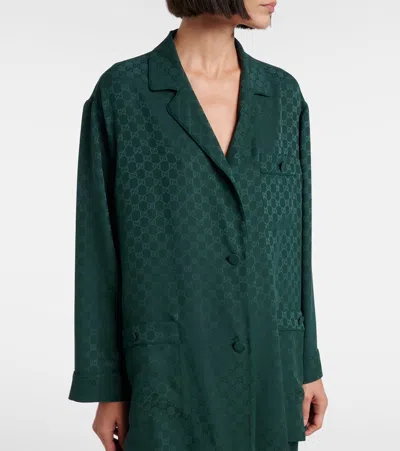 Gucci Gg Silk Jacquard Shirt In Green