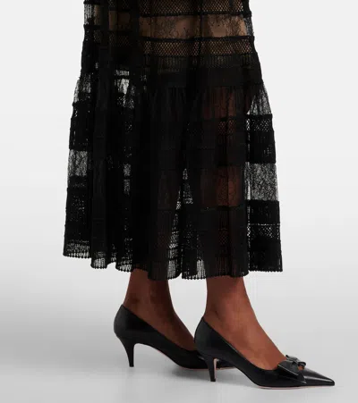 Elie Saab Lace And Macramé Midi Dress In Multi