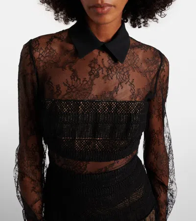 Elie Saab Lace And Macramé Midi Dress In Multi