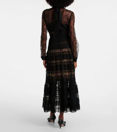 Elie Saab Lace And Macramé Midi Dress In Multi