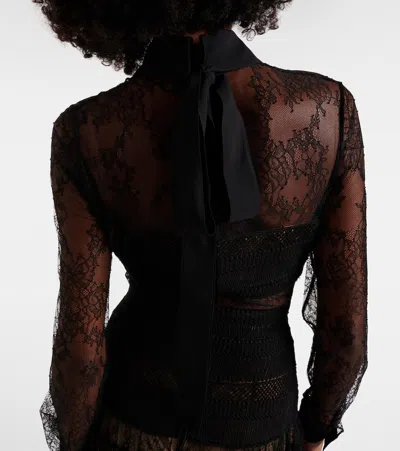 Elie Saab Lace And Macramé Midi Dress In Multi