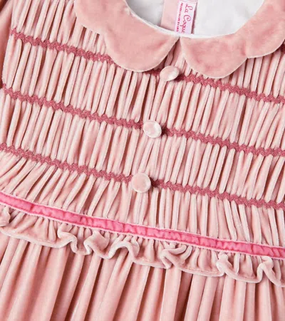 La Coqueta Lurdes Shirred Velvet Dress In Pink