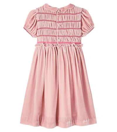 La Coqueta Lurdes Shirred Velvet Dress In Pink