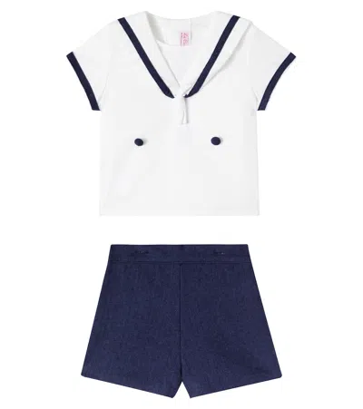 La Coqueta Baby Antonio Top And Shorts In White