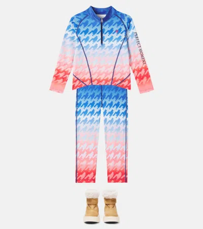 Perfect Moment Ombré Houndstooth Ski Top In Red