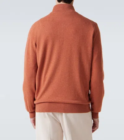 Brunello Cucinelli Cashmere Half-zip Sweater In Orange