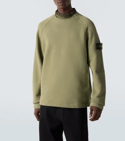 Stone Island Compass Cotton Fleece Sweatshirt In Green