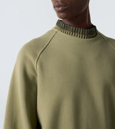 Stone Island Compass Cotton Fleece Sweatshirt In Green