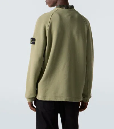 Stone Island Compass Cotton Fleece Sweatshirt In Green