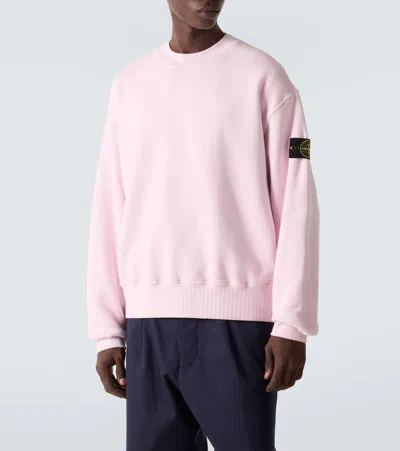 Stone Island Heavy Fleece Crewneck Sweatshirt In Pink
