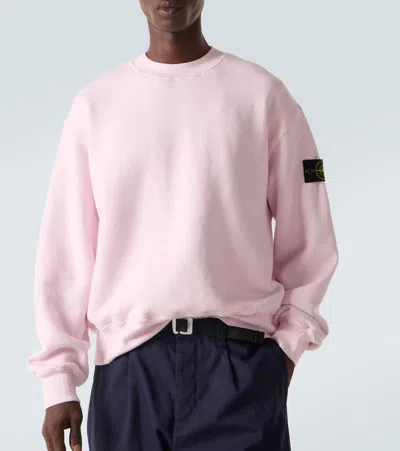 Stone Island Heavy Fleece Crewneck Sweatshirt In Pink