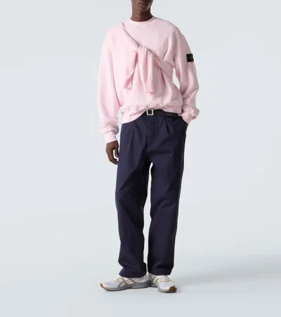 Stone Island Heavy Fleece Crewneck Sweatshirt In Pink