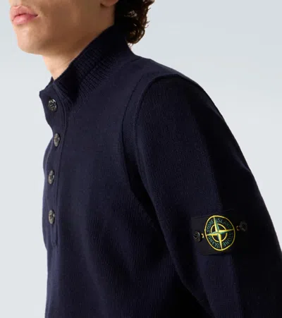 Stone Island Premium Wool Blend Sweater In Blue