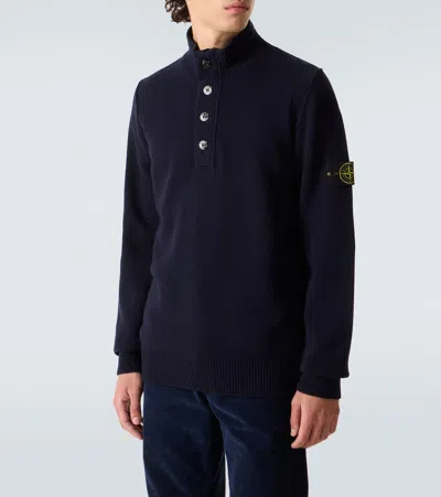Stone Island Premium Wool Blend Sweater In Blue