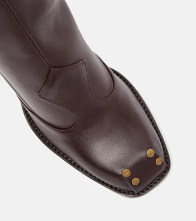 Etro Studded Leather Knee-high Boots In Brown