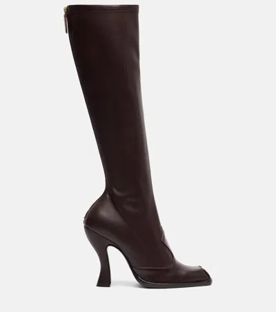 Etro Studded Leather Knee-high Boots In Brown