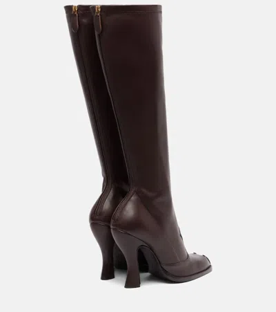 Etro Studded Leather Knee-high Boots In Brown