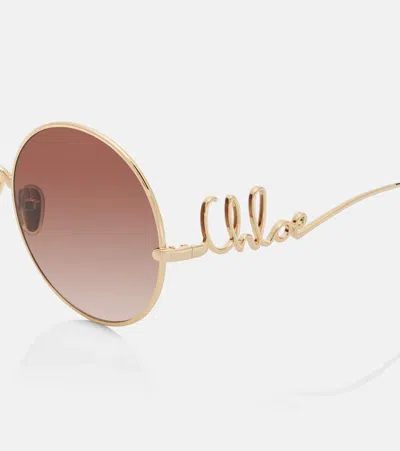 Chloé Iconic Round Sunglasses In Gold
