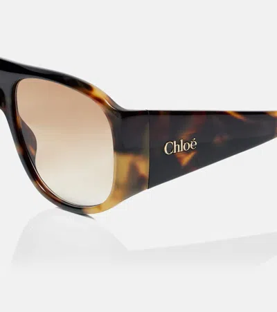 Chloé Teardrop Aviator Sunglasses Tortoiseshell Frame In Brown
