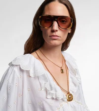 Chloé Teardrop Aviator Sunglasses Tortoiseshell Frame In Brown