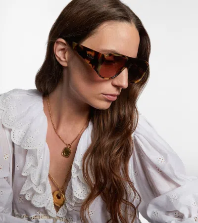 Chloé Teardrop Aviator Sunglasses Tortoiseshell Frame In Brown